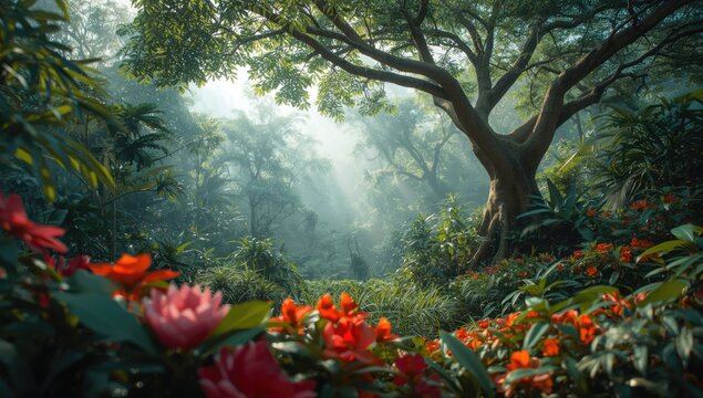 Vibrant foliage and rejuvenating natural environment, ideal for environmental themes