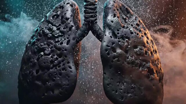 Enhanced Visuals of Artistic Lava-Like Lung Anatomy with Smoke Effects for