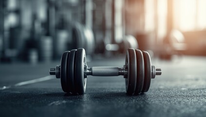 Dumbbell with a weight training table, focusing on fitness activities, gym safety, health and wellness day