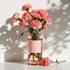 A bouquet of pink carnations perfect for Mother's Day. Gratitude. Surprise. Gift. Present.