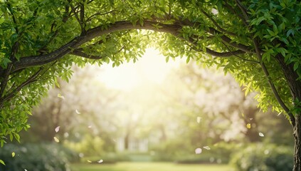 Green-framed tree branches used as a background for editorial headers or layout elements