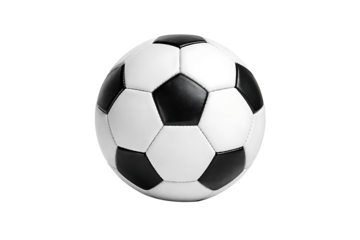 Professional football ball with traditional pentagon pattern isolated on white for athletic competition