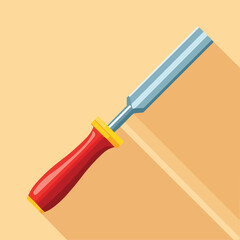 wood chisel flat vector illustration icon