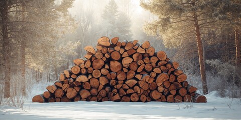 Firewood logs stacked for winter heating, highlighting home energy sourcing and seasonal maintenance