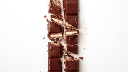 Detailed view of a chocolate bar on a plain white surface, emphasizing confectionery ingredients for food safety review