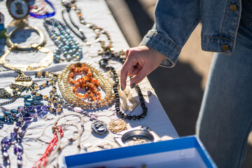 Vintage jewelry selection at a local flea market