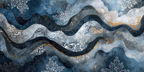 Pattern in silver on a wavy background, designed for editorial header backgrounds