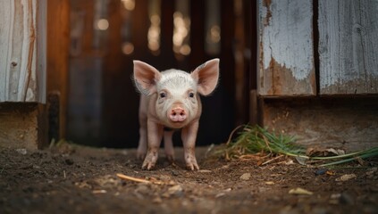 Farmyard scene with pigs, animal husbandry