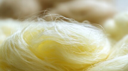 Closeup Of Fluffy Light Yellow Yarn