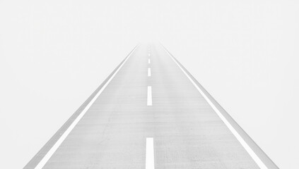 White asphalt road with white lines indicating traffic flow, suitable for transportation infrastructure design