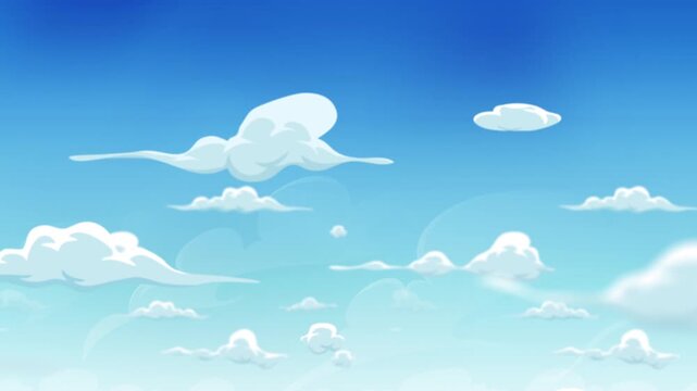 Cartoon Clouds On Blue Sky Background Animation
Animation of a blue sky animated background filled with cartoon clouds smoke patterns and fog icons in a seamless loop