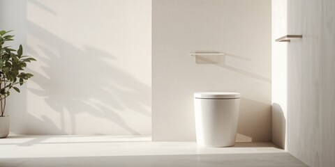 Modern ceramic flush toilet installed in a home bathroom, focusing on water use and interior design elements