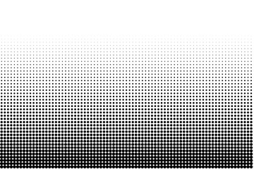 Black halftone dot gradient abstract background with fading dots pattern on transparent background
