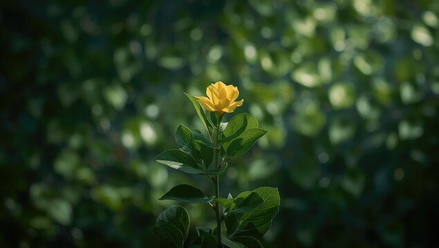 Close-up of yellow Soka flower leaves on a branching shrub, ornamental plant for garden design, World Plant Day
