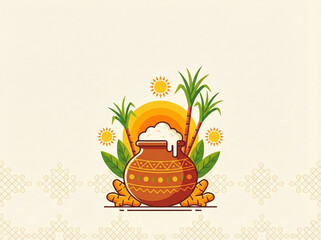 Pongal fectival celebration design background. sun worship and Tamil cultural festivity.