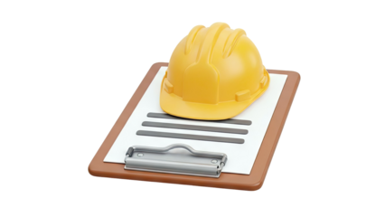 Construction Hard Hat and Clipboard with Checklist