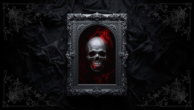 Gothic-themed dark fantasy book cover with intricate border details - Powered by Adobe