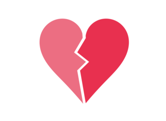 Pink and red broken heart