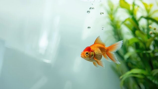 Isolated red and goldfish in water, showcasing freshwater fish activity, Earth Day