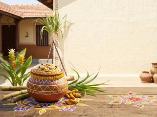 Pongal fectival celebration design background. sun worship and Tamil cultural festivity.