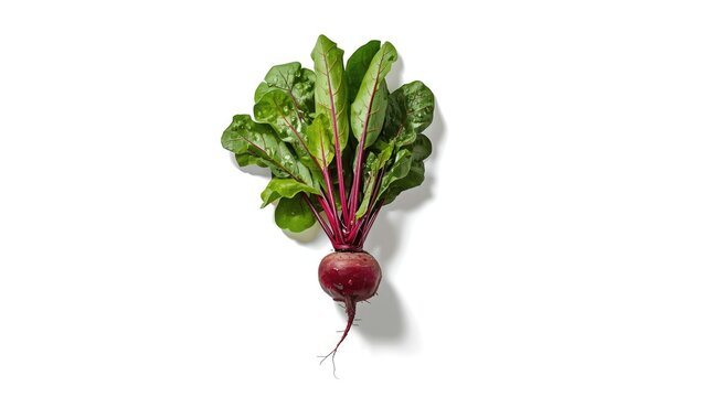 Fresh beet root with leafy greens, suitable for nutrition education materials