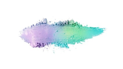 Pastel colored eye shadow in green purple and blue tones with white smudging on a plain background, ideal for cosmetic layout