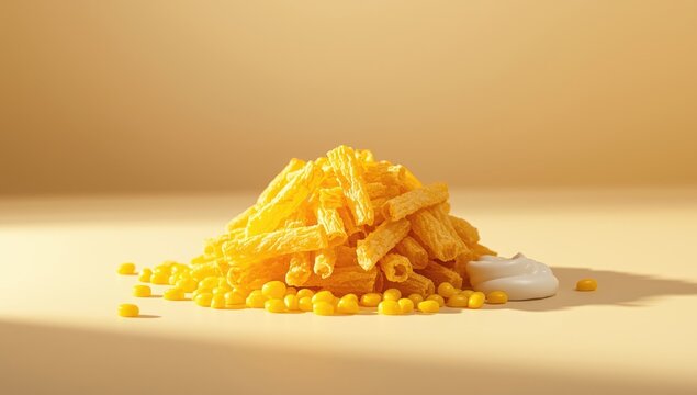 Crispy snack sticks made from potatoes, used as a layout background for food packaging designs