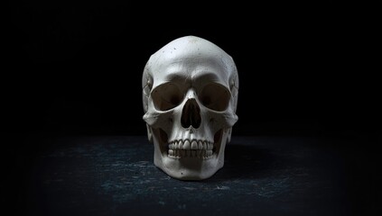 Obraz premium White skull with closed jaw serving as a visual in educational materials on human anatomy or forensic science