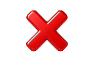 Fototapeta premium Glossy red X symbol button for cancel or close interface design 3D rendering