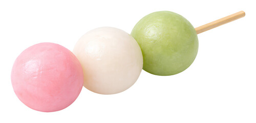 traditional japanese sanshoku dango isolated on transparent background
