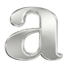 Shiny Chrome Lowercase Letter A 3D Isolated  Representing Typography and Alphabet Start