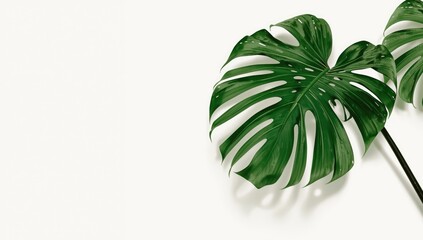 Swiss cheese plant foliage against a plain background, ideal for plant identification or home decor themes