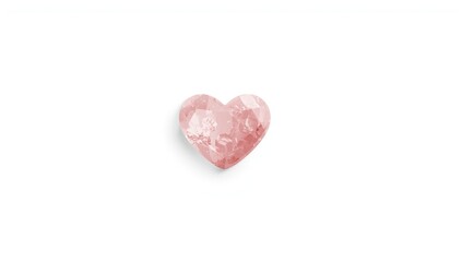 Fototapeta premium Pink quartz mineral heart with textured surface isolated on white, suitable for gemstone collection or craft projects
