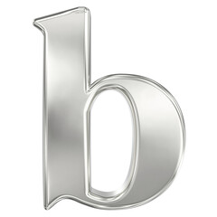 Shiny Chrome Lowercase Letter B 3D Rendered in Elegant Gothic Blackletter Typography Isolated 