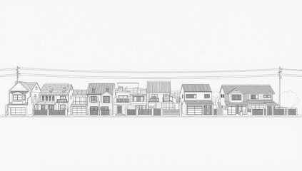 Minimalist house outline used as a background for architectural layout in technical design