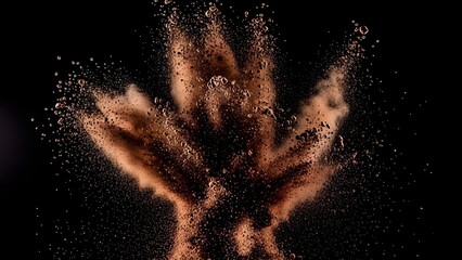Abstract powder explosion on black background