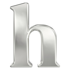 3D Render of Metallic Lowercase Letter H Isolated on a Pure Black Background, Shiny Chrome Alphabet Typography.