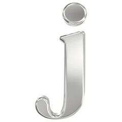 Shiny Chrome Lowercase Letter J 3D Rendered on Isolated Black Background for Luxury Alphabet Design and Typography