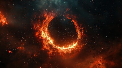 Abstract Fiery Energy Ring in Cosmic Space ring energy space cosmic abstract fiery fire circle stars