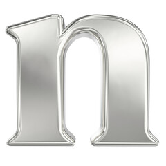 Sleek 3D Chrome Rendered Lowercase Letter N Isolated on a Pure Black Background for Luxury Typography Design