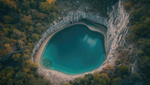 Blue Eye in southern Albania features a circular water pool created by an underground river, highlighting natural erosion processes