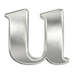 3D Rendered Shiny Chrome Letter U Isolated  for Design and Modern Typography Projects