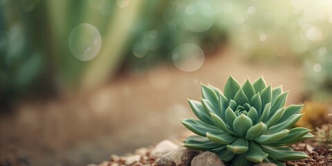 Botanical garden with a succulent plant, drought-resistant plants for sustainable landscaping