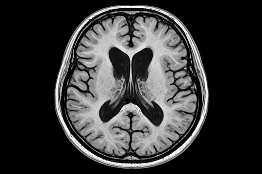 Radiology image showing prominent frontal brain atrophy typical of frontotemporal dementia