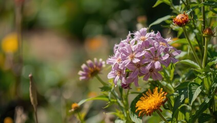 Obraz premium Bright wildflowers growing in a field, vibrant biodiversity for Earth Day