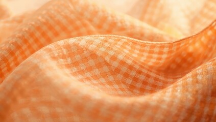 Blurred fabric with a checkered design showcasing subtle wrinkles, suitable for layout or design backdrop