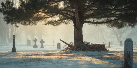 Land clearing in a community burial site for safety, Earth Day