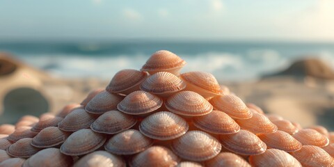 Seafood market scene featuring fresh scallops from the English Channel, highlighting seafood handling and sale process
