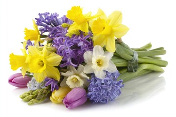 Colorful Spring Bouquet On White Background