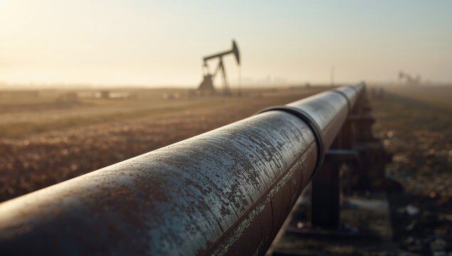 Industrial steel pipe in oil and gas extraction setup, highlighting operational efficiency and durability